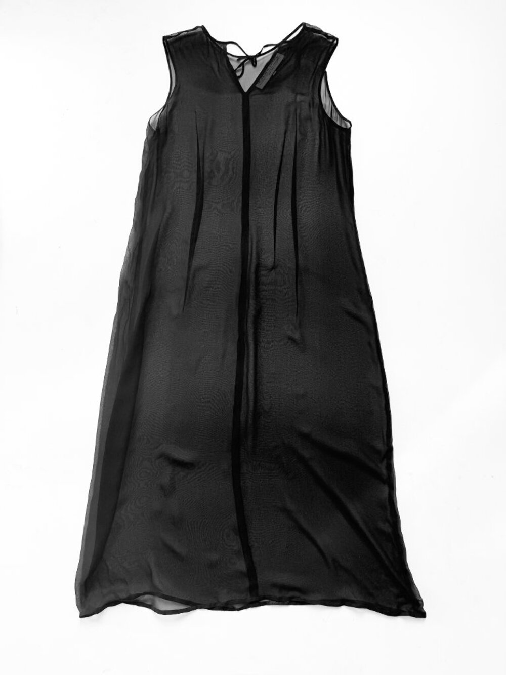 Morgane Le Fay Sheer Silk Chiffon Sleeveless Maxi Dress Overlay Black Size Mediu - Picture 2 of 8